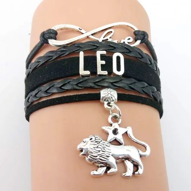 12 Zodiac Signs Bracelet Womens Bracelets Beads Handmade Charm Leather Bracelet Punk Rock Men Jewelry - Окраска металла: 2