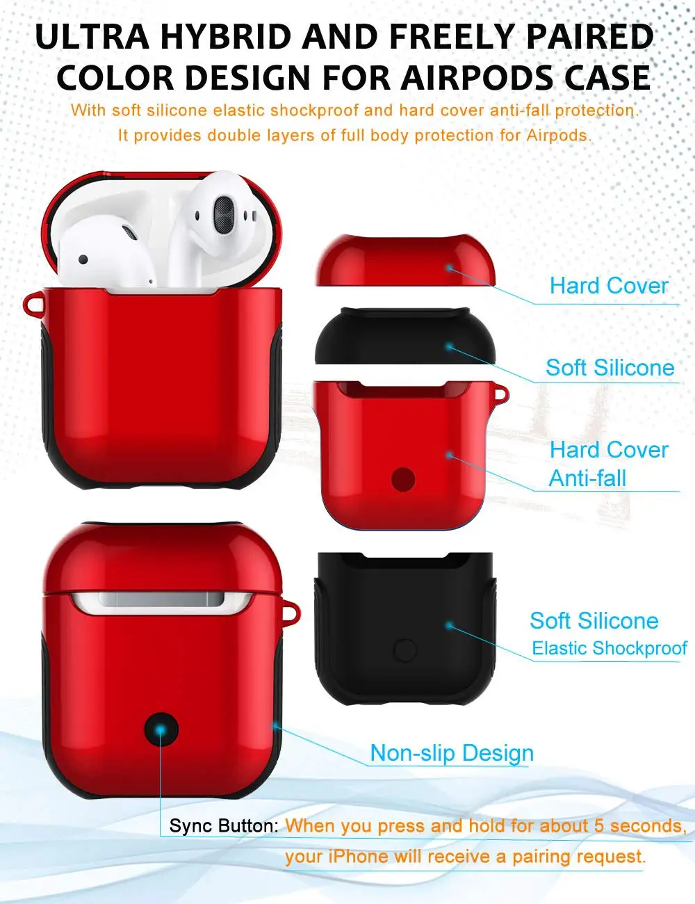 Protection Case Cover Skin with Lanyard Ultral Hybrid Design Silicone and Hard Dual Layer for Apple AirPods Accessories | Электроника