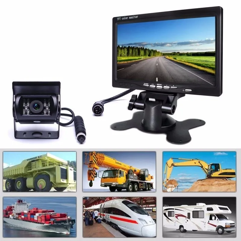 OHANEE DC 12 V-24 V " TFT lcd Автомобильный Монитор дисплей+ 4 Pin IR камера заднего вида ночного видения для автобуса грузовика RV автоприцепа