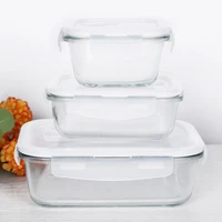 1pcs glass lunch box food container nontoxic heat resistant soup bowl preservation box microwave outdoor picnic storage portable