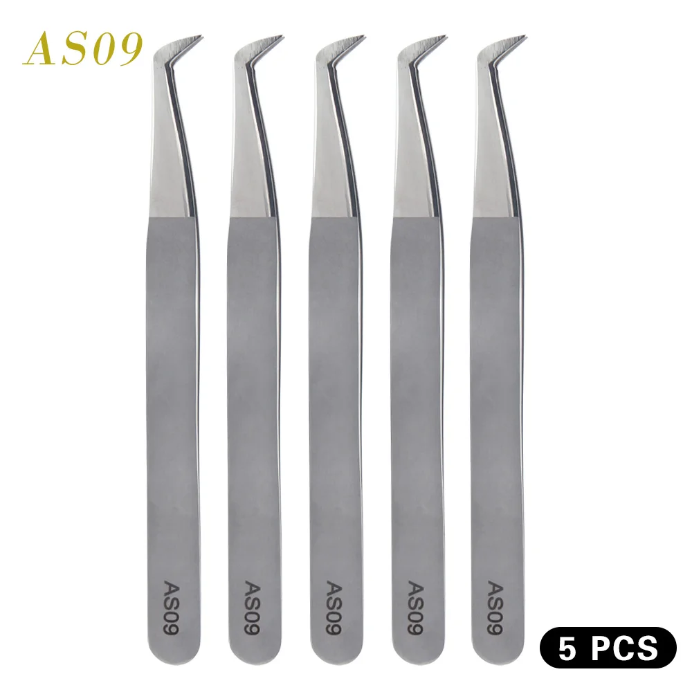 5 Pcs AS09 AS09 Пинцет для объемных ресниц 3D норковые ресницы Пинцет для наращивания ресниц точный Пинцет для ресниц индивидуальные ресницы Острый пинцет - Цвет: 5 Pcs AS09
