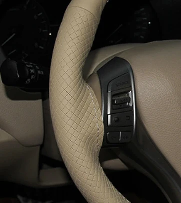 BACANO Car Universal DIY BEIGE Steering Wheel Hubs Cover Needles and Thread Artificial leather styling | Автомобили и мотоциклы