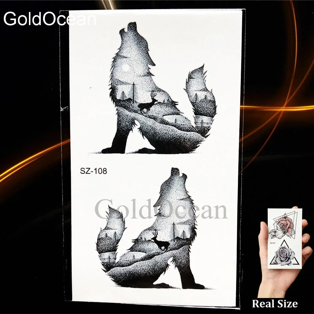 Geometric Fox Temporary Tattoo Men Fashion Stickers Black Arm Women Wolf Cosmetic Waterproof Tree Ankle Fake Tatoo Makeup | Красота и