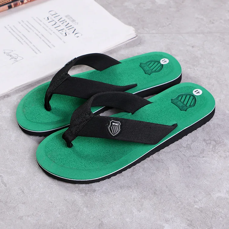 Green Men Summer Flip Flops Beach Sandals Anti-slip Casual Flat Shoes High Quality Slippers Zapatos Chanclas De Hombre Chaussure Homme - Цвет: Green