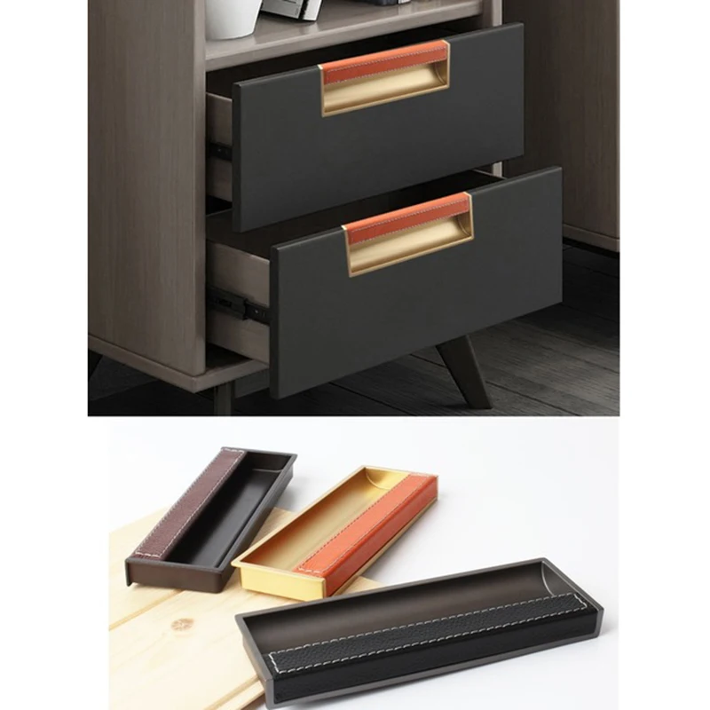 2 шт./лот золотой черный серый кожа цинк квадрат утопленный выдвижная мебель шкаф