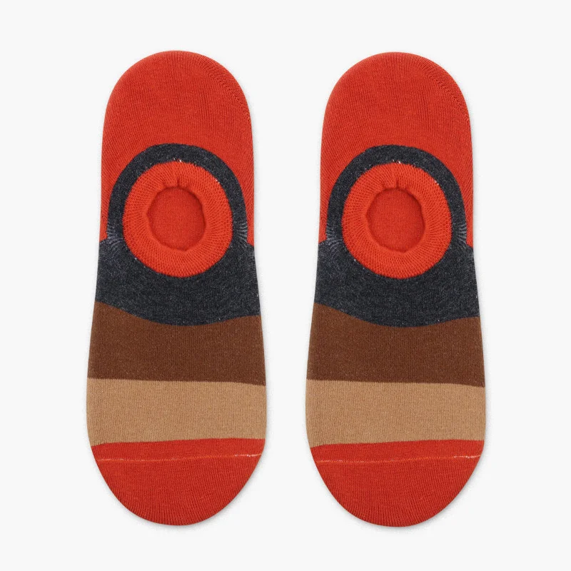 red brown HUI GUAN, хипстерские Короткие Носки с рисунком, крутые мужские короткие носки для скейтборда, забавные мужские хлопковые носки в стиле Харадзюку, повседневные модные носки - Цвет: red brown