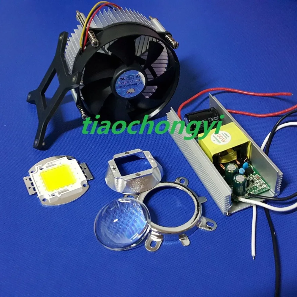 100 Вт Высокая мощность белый светодиодный свет + радиатор кулер Светодиодный