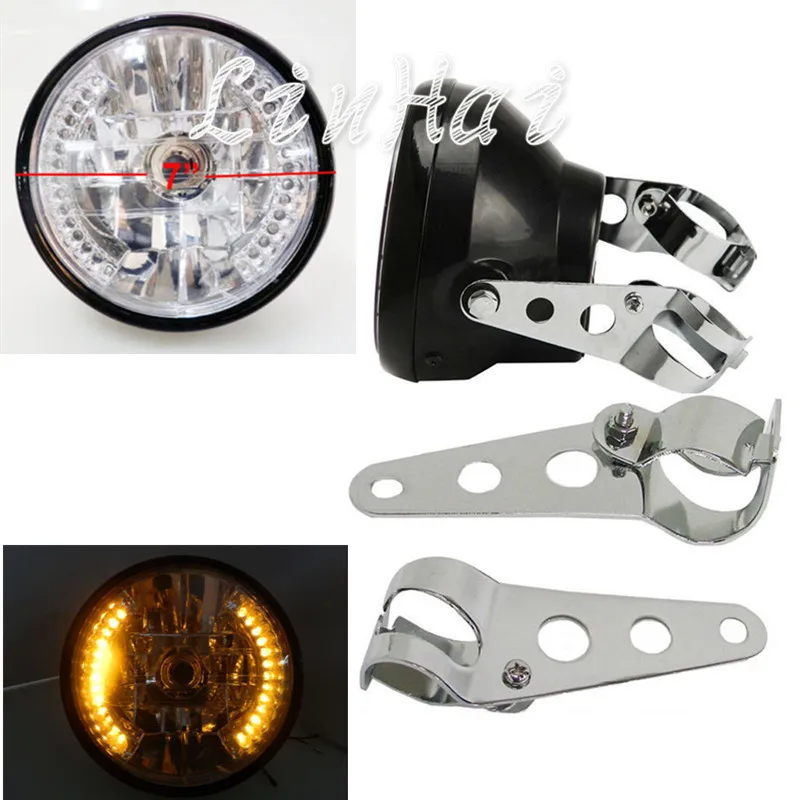 Мотоциклетная хромированная вилка 35-43 мм кронштейн для Фары H4 35 Вт светодиодная