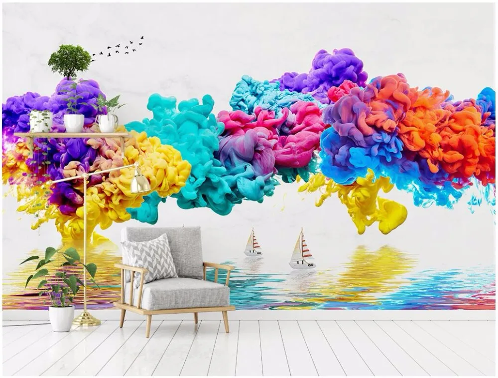 

Custom mural photo 3d wallpaper Chinese ink and smoke landscape bird background wall 3d wall murals wallpaper for wall 3 d