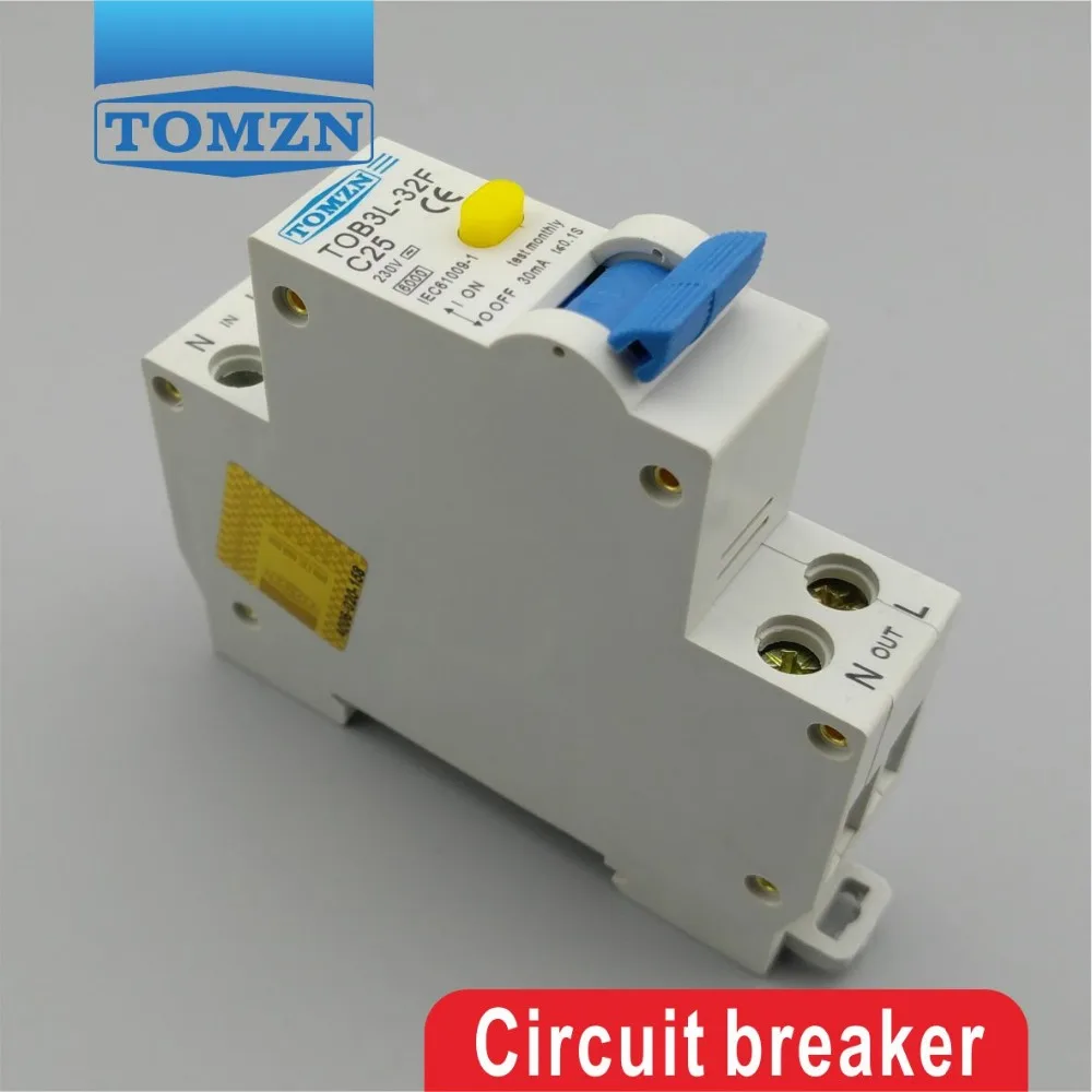 TOB3L 32F 18 мм RCBO 25A 1P + N 6KA автоматический выключатель остаточного тока с защитой от