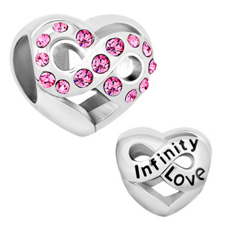 Новинка 2016 сердце с бесконечностью любовь розовыми кристаллами для бусин