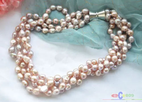 Ожерелье из пресноводного жемчуга в стиле барокко 4 ряда 20 дюймов 8-9 мм | Украшения