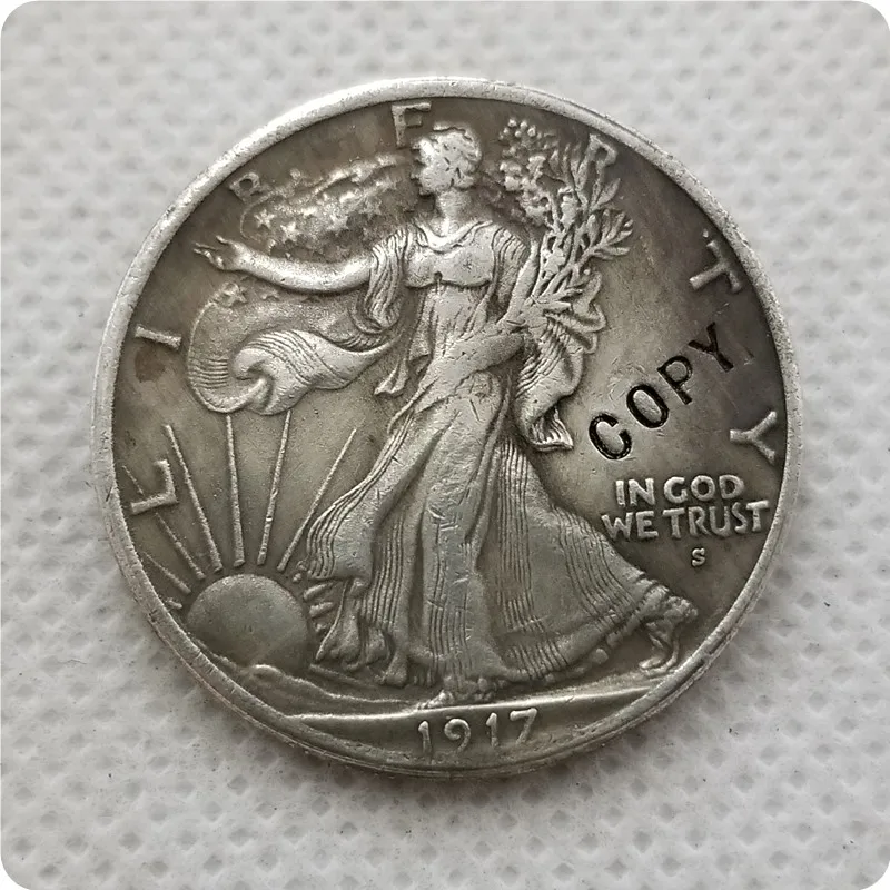Памятные монеты 1917 S(OBV) копия полудолларовой ходячая свобода монет образец