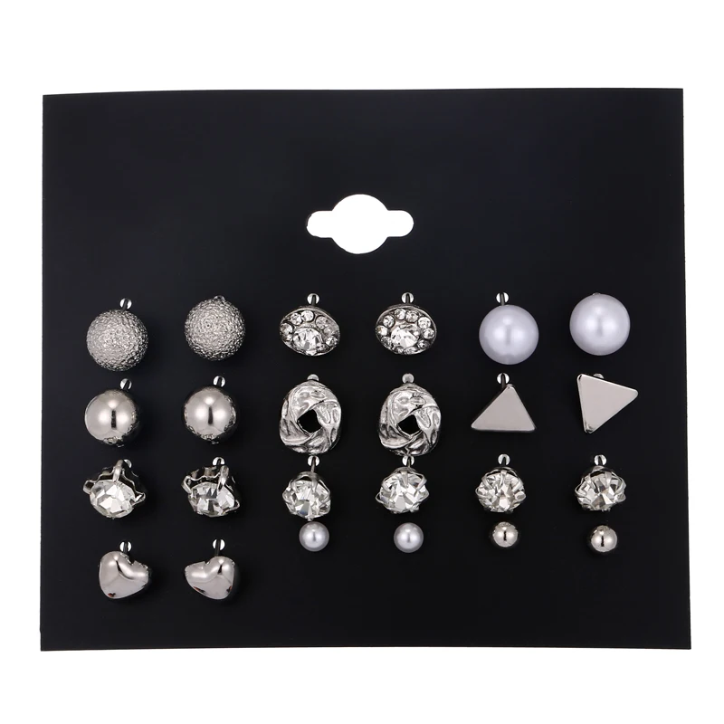 12 шт. металлические серьги гвоздики с жемчугом|Серьги-гвоздики| |