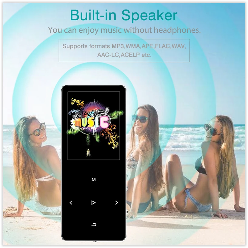 REDANT mp3 плеер с Bluetooth 4,2 и 1,8 сенсорным экраном hifi fm радио мини Спорт MP 3 музыкальный плеер портативный металлический walkman