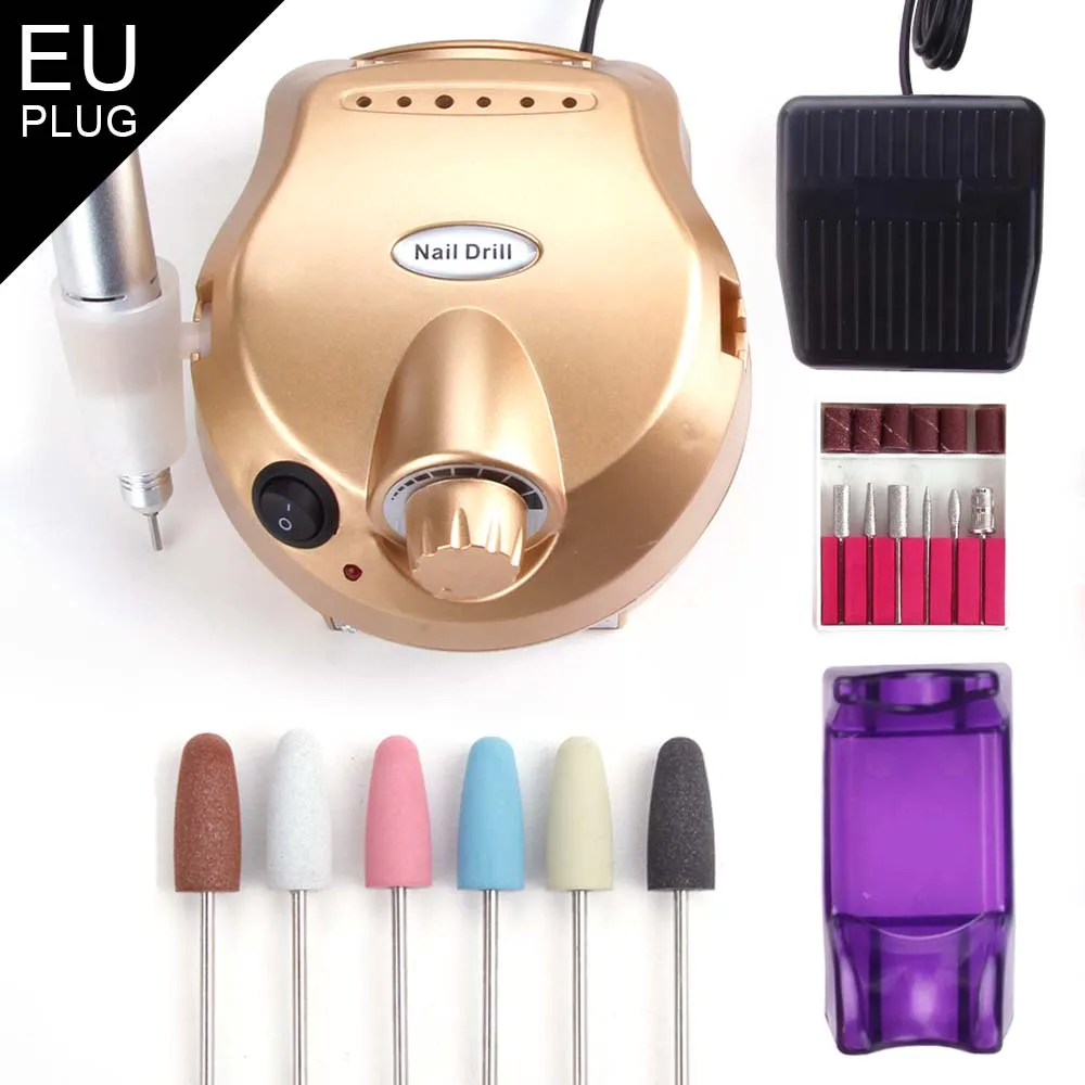 Gold machine Set10 Фрезерный станок, электрический аппарат, дрель для ногтей, маникюрные вращающиеся заусенцы ДЛЯ вольфрамовой отвертки, наконечники, инструменты для полировки - Цвет: Gold machine Set10