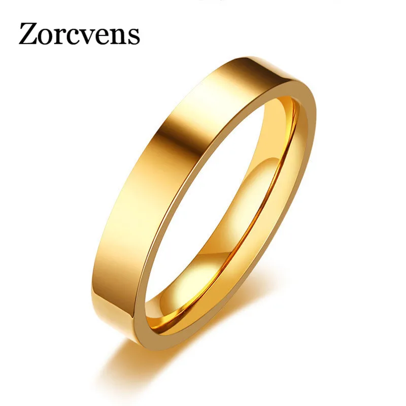 ZORCVENS классическое кольцо унисекс 4 мм из нержавеющей стали простой союз для