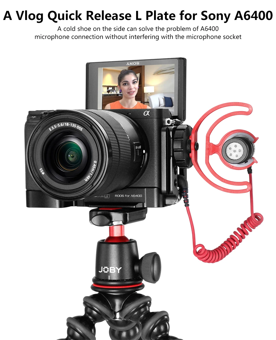 UURIG R006 для SONY A6400 6300 A6100 Vlog быстроразъемный l-образный кронштейн держатель рукоятка с холодным башмаком для микрофона