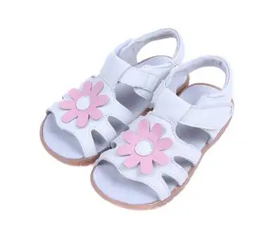 Сандалии для девочек из натуральной кожи цвет белый розовый красный летние туфли