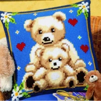 Медведи Подушка с вышивкой из акриловой пряжи Гобеленовая подушка Передняя Вышивка крестом Наволочка Сделай Сам рукоделие - Цвет: cx0151