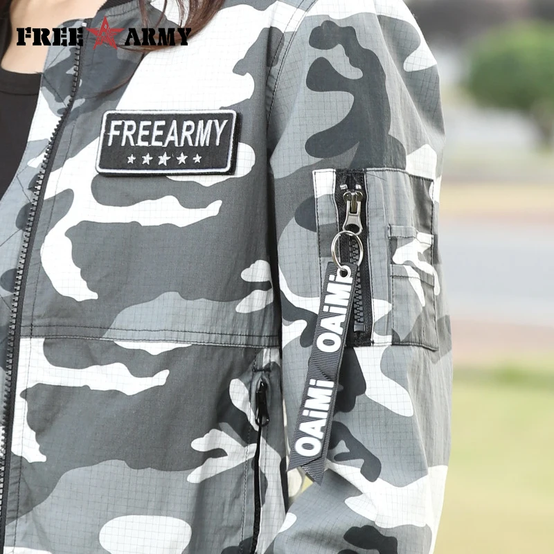 

FreeArmy Fashion Outwear Coat Women Casual Jackets Coats Military Camo Short Cotton Female Bomber Jacket Woman Light New Pattern