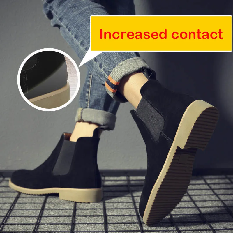 Increase black Misalwa/роскошные ботинки «Челси»; мужские классические простые Замшевые Зимние ботильоны; Мужские модельные ботинки на плоской подошве, визуально увеличивающие рост - Цвет: Increase black
