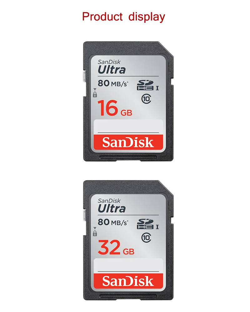 SanDisk Ultra sd-карта 32 Гб 16 Гб карта памяти класс 10 максимальная скорость чтения 80 м/с 128 ГБ для камеры флэш-карта 64 Гб sd-карта