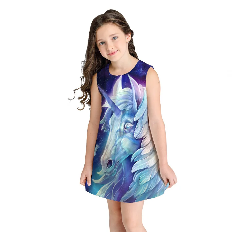 for girls as picture Летние платья г.; платье с единорогом для девочек/женщин/детей; платье для мамы и дочки; повседневные платья с героями мультфильмов; одинаковые Семейные платья без рукавов - Цвет: for girls as picture