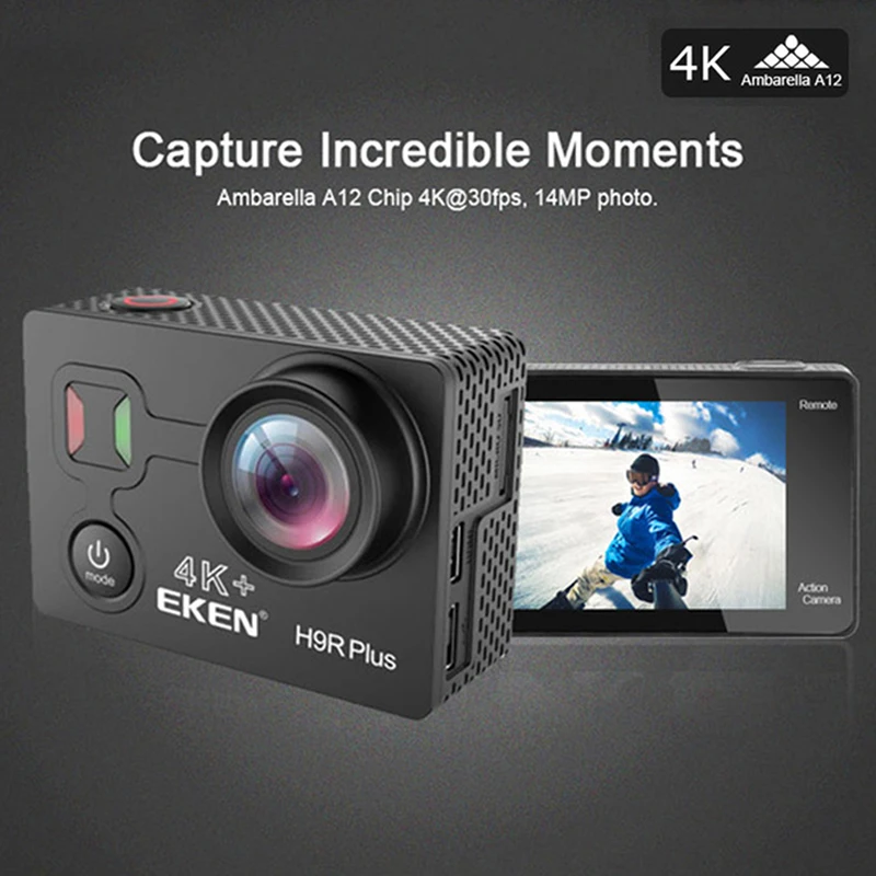 Экшн-камера eken H9R Plus 4K Ultra HD 30FPS WiFi 2," 170D Go для подводного плавания, водонепроницаемая профессиональная камера на шлем, дистанционная Спортивная камера