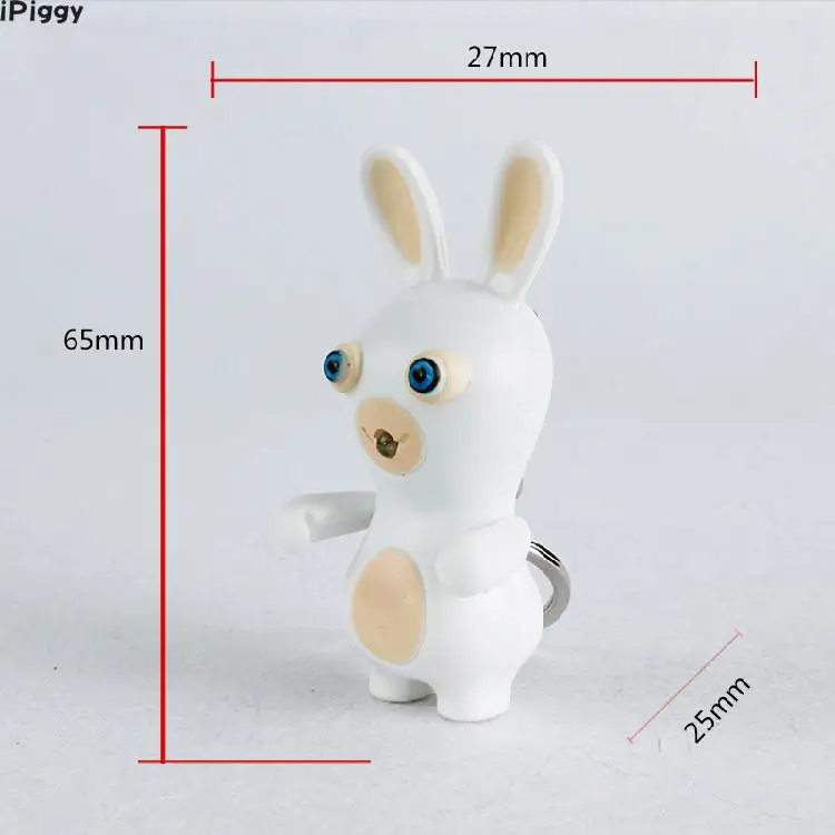 IPiggy, светодиодный фонарик, Raving Rabbids Keychina со звуком, игрушечные фигурки, игрушки, подарок для детей