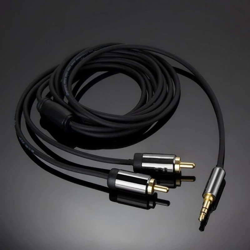 Позолоченные Hi Fi Аудиокабели Winaqum с разъемом RCA кабель AUX 2RCA папа на 3 5 для