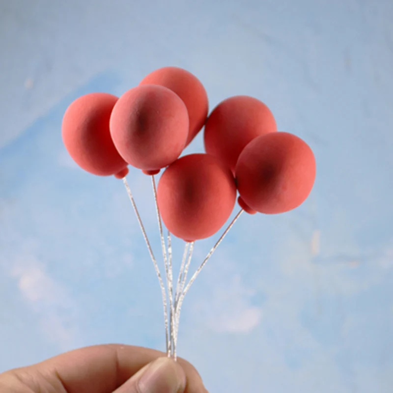 red 6pcs 6 шт./компл. чистый черный белый розовый синий оранжевый фиолетовый глина воздушный шар торт Топпер для праздничный торт - Цвет: red 6pcs