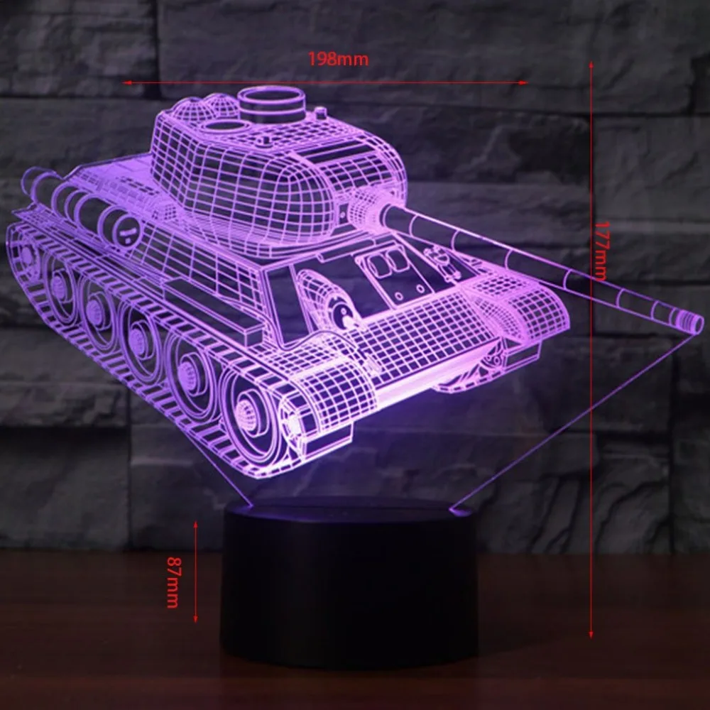 3D светодио дный лампа светодиодный ночник 7 цветов Изменение Настольная Танк