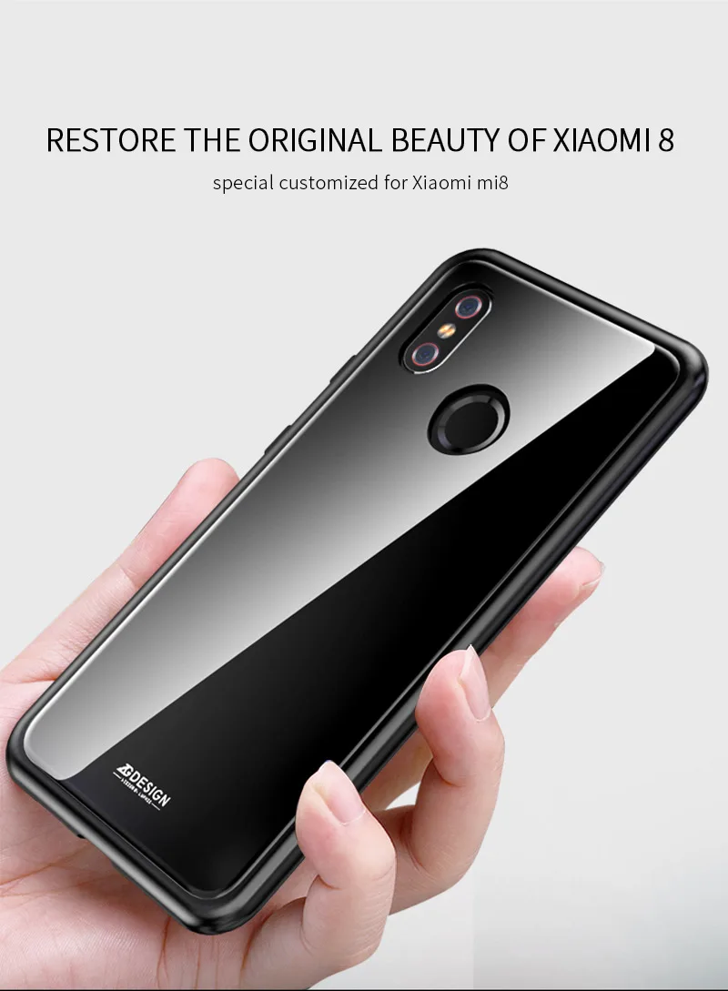 LUPHIE для xiaomi mi 8 чехол с магнитной адсорбцией металлический бампер+ закаленное стекло задняя крышка чехол для xioa mi 8 mi 8 глобальная версия