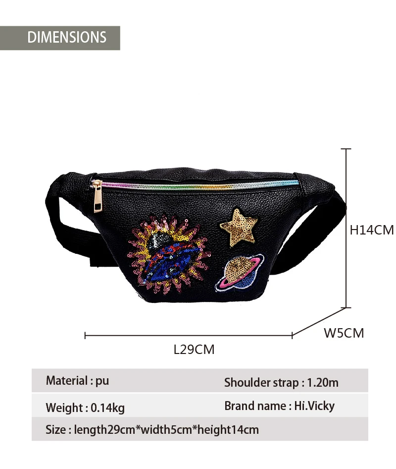 2019 модная женская поясная сумка из искусственной кожи с рисунком черного цвета