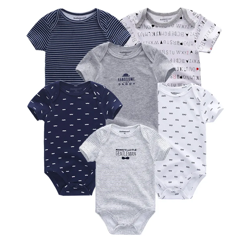 6 шт./лот Детские комбинезоны 100% хлопок Одежда с короткими рукавами для младенцев