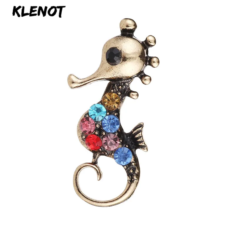 Винтажная брошь в виде гиппокампа Красочные Стразы морская лошадь животное