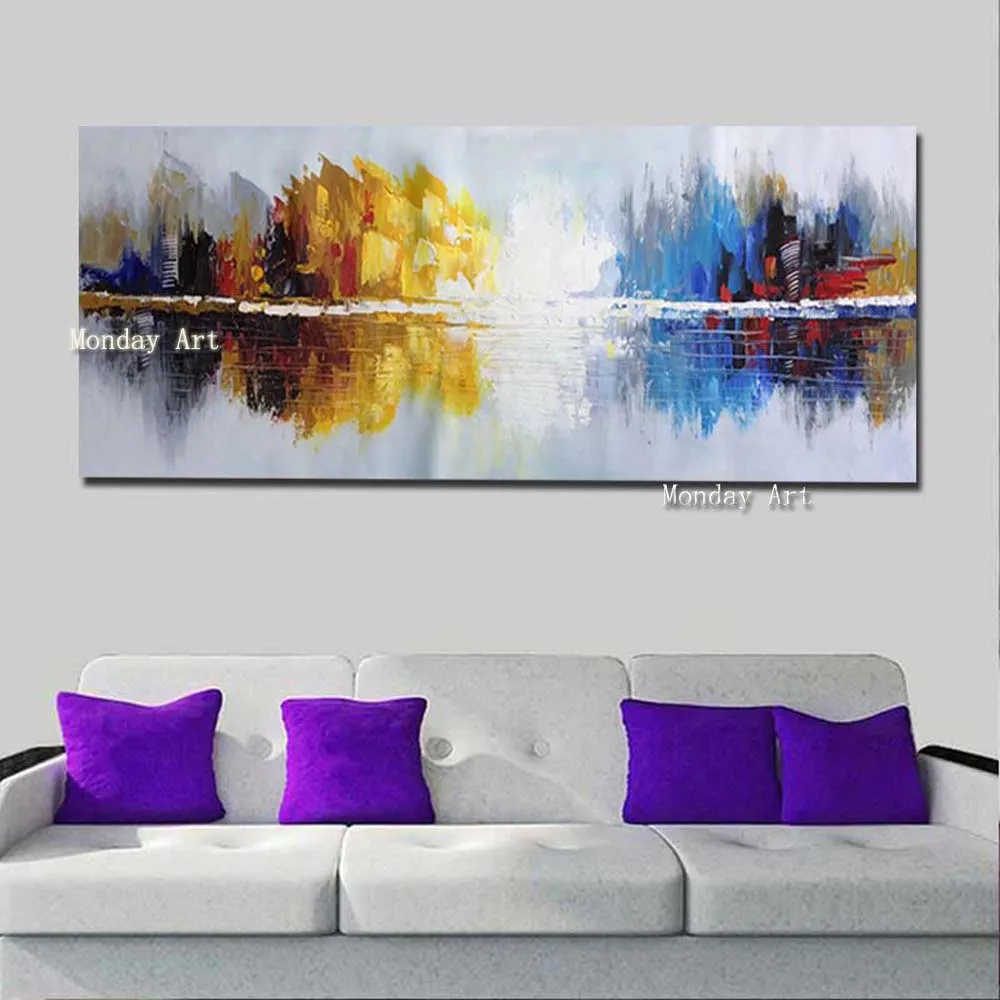 Квадрат Абстрактная живопись 100% ручная роспись нож картина маслом