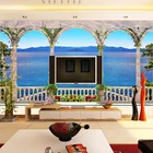 Настенные 3D-обои на заказ, большие настенные картины с изображением окна, моря, гостиной, дивана, телевизора, соломы, рисунок, современные