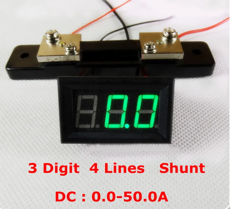 RD 0,5" Цифровой амперметр APM dc 0-50A 4 провода трехзначный измеритель тока панель с шунтом светодиодный дисплей Цвет [3 шт./лот]