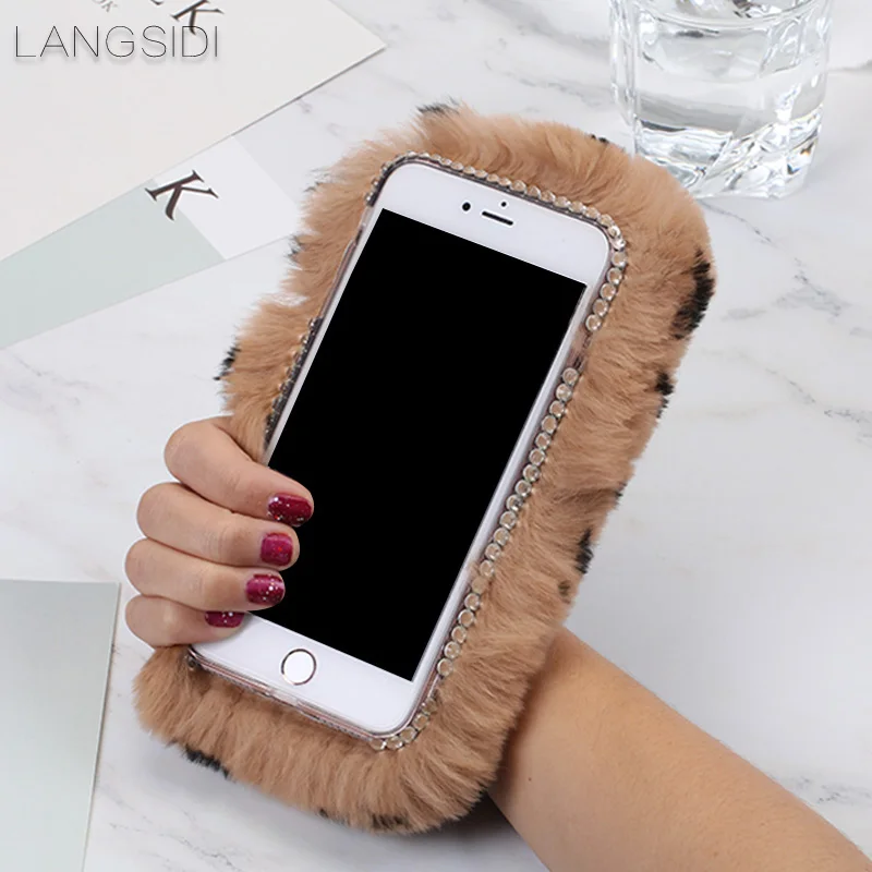 2018 New For iPhone 7 Plus case handmade Leopard plush style back cover Other Case | Мобильные телефоны и аксессуары