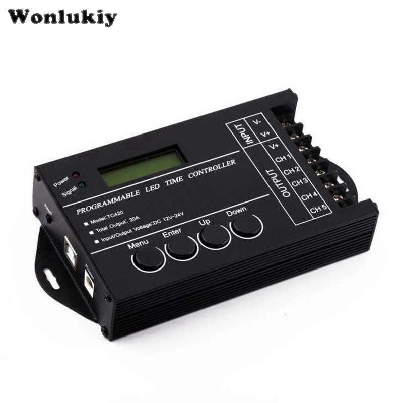 Wonlukiy обновленный TC420 TC421 WiFi программируемый по времени 5 CH выход Светодиодный контроллер для 5050 3528 5630 светодиодные ленты DC12-24V