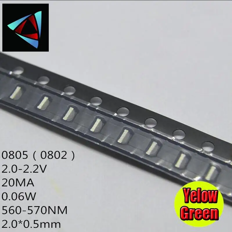 100 шт. SMD 0805(0802) светодиодный белый красный зеленый желтый синий теплый белый желтый зеленый оранжевый светильник - Цвет: Нефрит зеленый