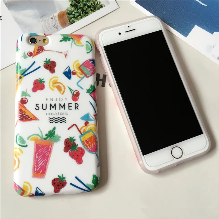 Наслаждайтесь Летом Клубника Корея Мягкие TPU IMD Тощий Чехол Для iphone 6/6 plus Тело