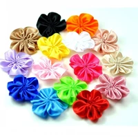 120pcslot 2 16colors diy satin ribbon petal flower for hair accessories artificial ruffled fabric flowers for kids headbands