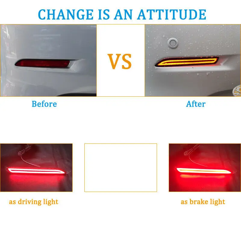 LED Rear Bumper Reflector Fog Brake Turn Indicator Lights For Toyota AYGO 2013