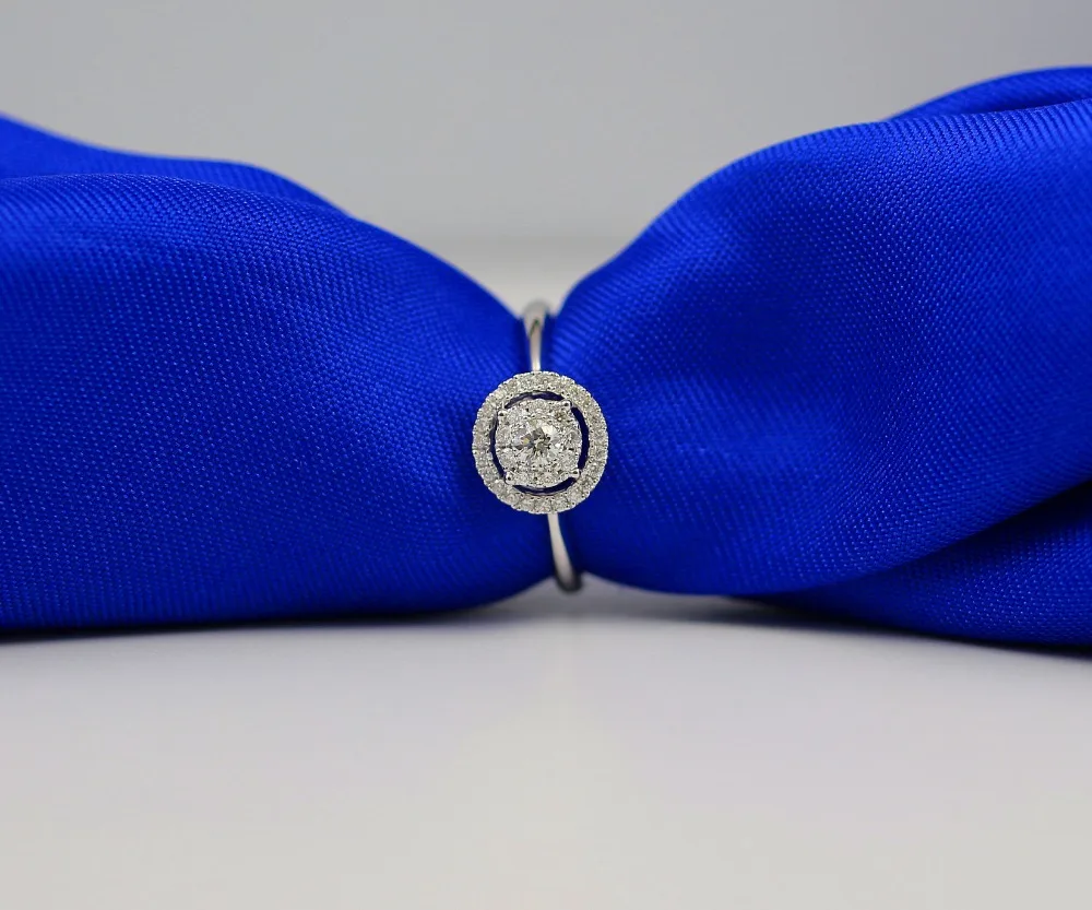 LASAMERO 0. 12CT FG/SI круглое современное кольцо с натуральным бриллиантом Halo для женщин