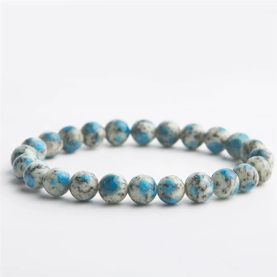 

100% Natural Blue K2 Jasper Volcanic Gemstone Crystal Stretch Round Beads Bracelets For Woman Men 7mm 8mm 9mm AAAAA
