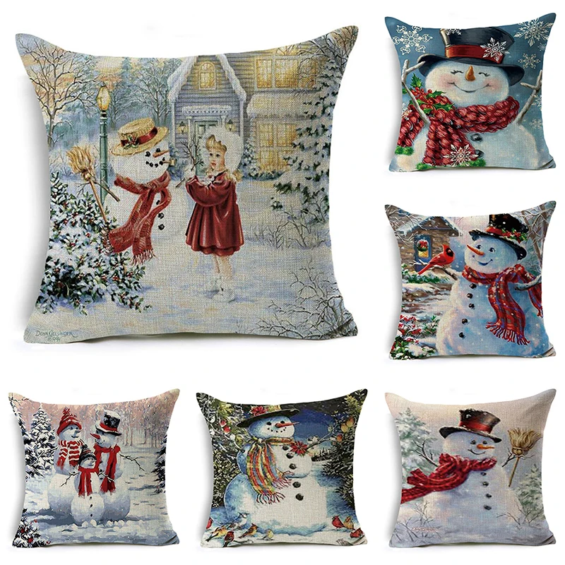 Домашние Чехлы для подушек простые домашние Санта Клауса снеговика деревенский