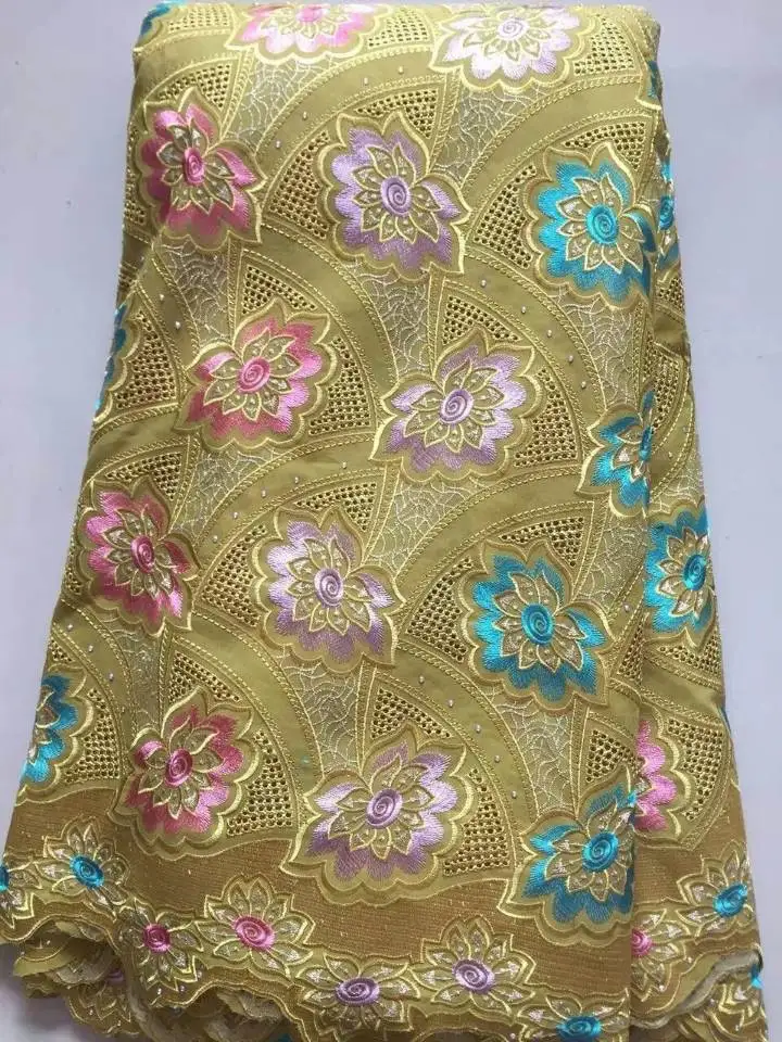 5Yards/pc Nice looking royal blue african cotton fabric and flower embroidery swiss voile lace for clothes LC7-1 | Дом и сад